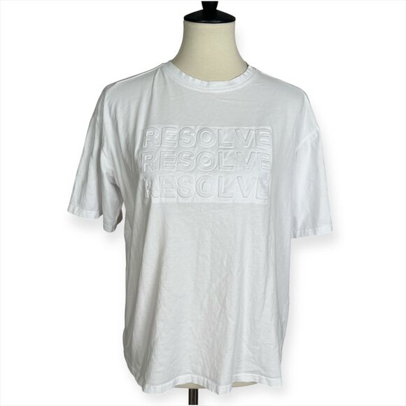 Dazy Shein Resolve Graphic Embossed Cotton T-Shirt Short Sleeve Tee Sz M *note - Picture 1 of 8